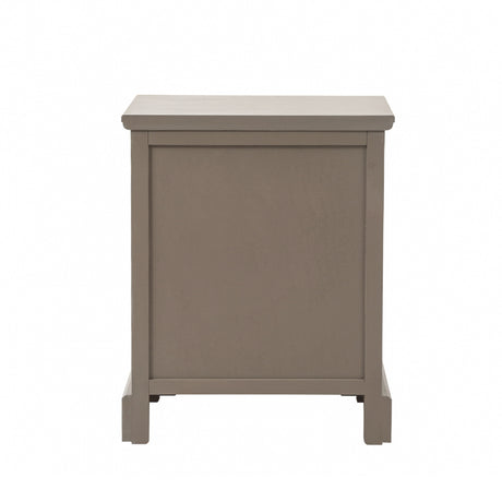 Lindon 2 Drawer Bedside Cabinet Taupe with Nickel Handles