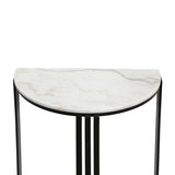 74cm Black Metal Console Table with White Marble Top