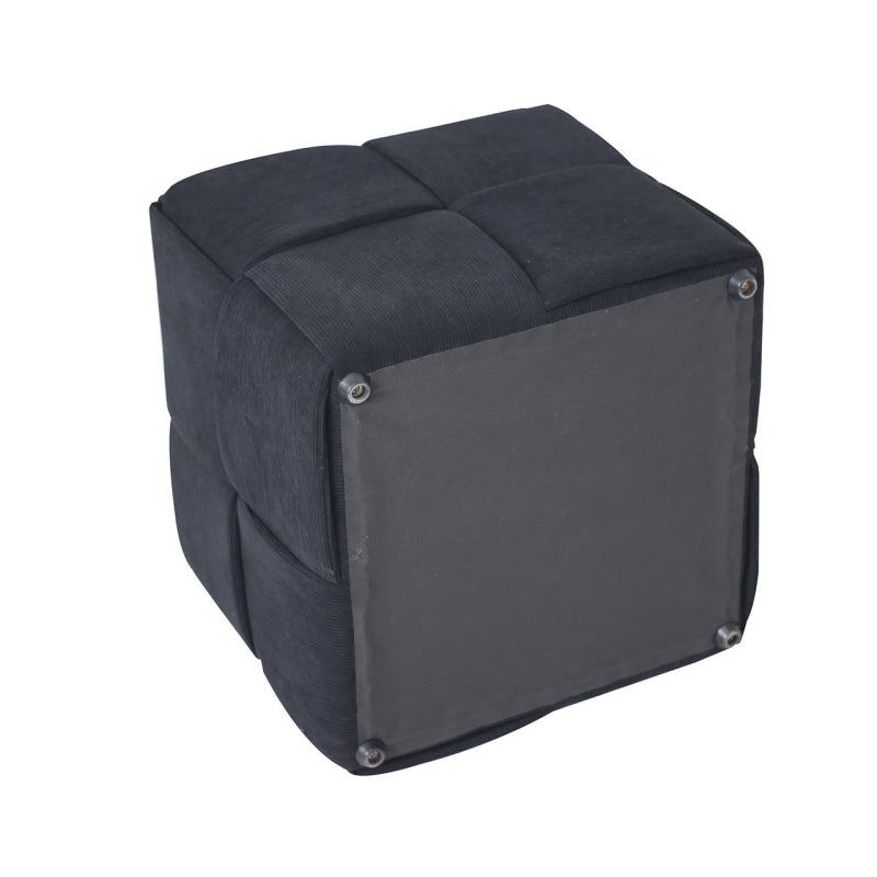 Black Velvet Square Woven Ottoman