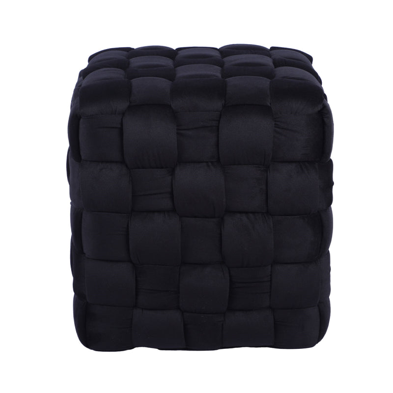 Black Velvet Woven Ottoman