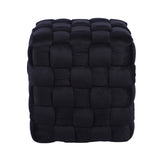 Black Velvet Woven Ottoman
