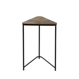 Set of 2 Black Metal Nesting Table with Brown Wooden Top