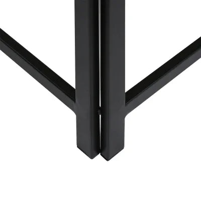 Set of 2 Black Metal Nesting Table with White Marble Top