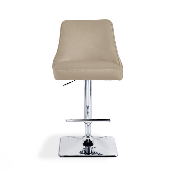 Eris Taupe Velvet Bar Stool with Chrome Legs