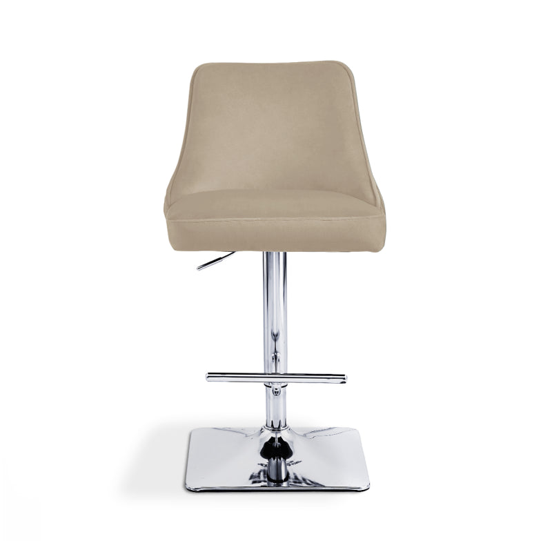 Eris Taupe Velvet Bar Stool with Chrome Legs