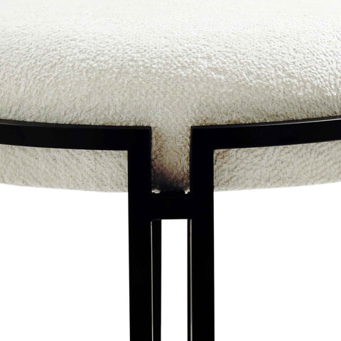 120cm White Boucle Bench with Black Legs