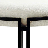 120cm White Boucle Bench with Black Legs