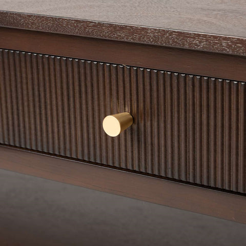 Lindon 2 Drawer Coffee Table Walnut Brown with Gold Handles