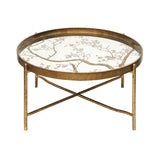 40cm Antique Gold and Mirror Top Coffee Table