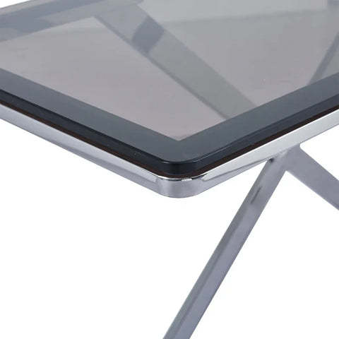 Axel Grey Gunmetal Console Table with Smoke Glass Top