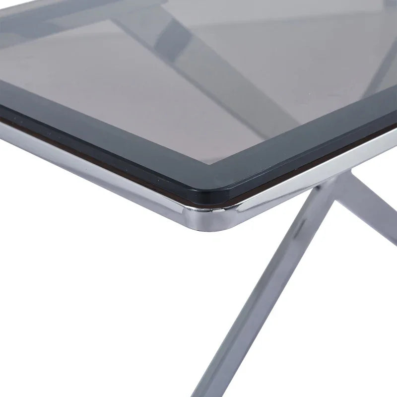 Axel Grey Gunmetal Console Table with Smoke Glass Top