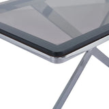 Axel Grey Gunmetal Console Table with Smoke Glass Top