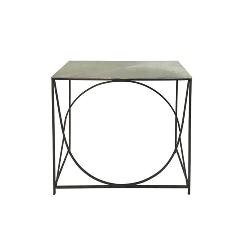 Ekanshi Black Console Table with Nickel Top