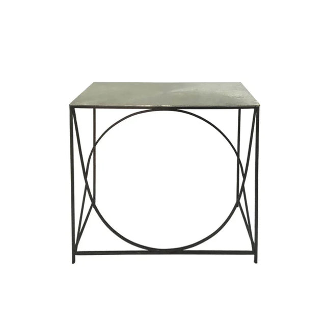 Ekanshi Black Console Table with Nickel Top