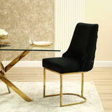 Casas Black Velvet Dining Chair with Gold Legs