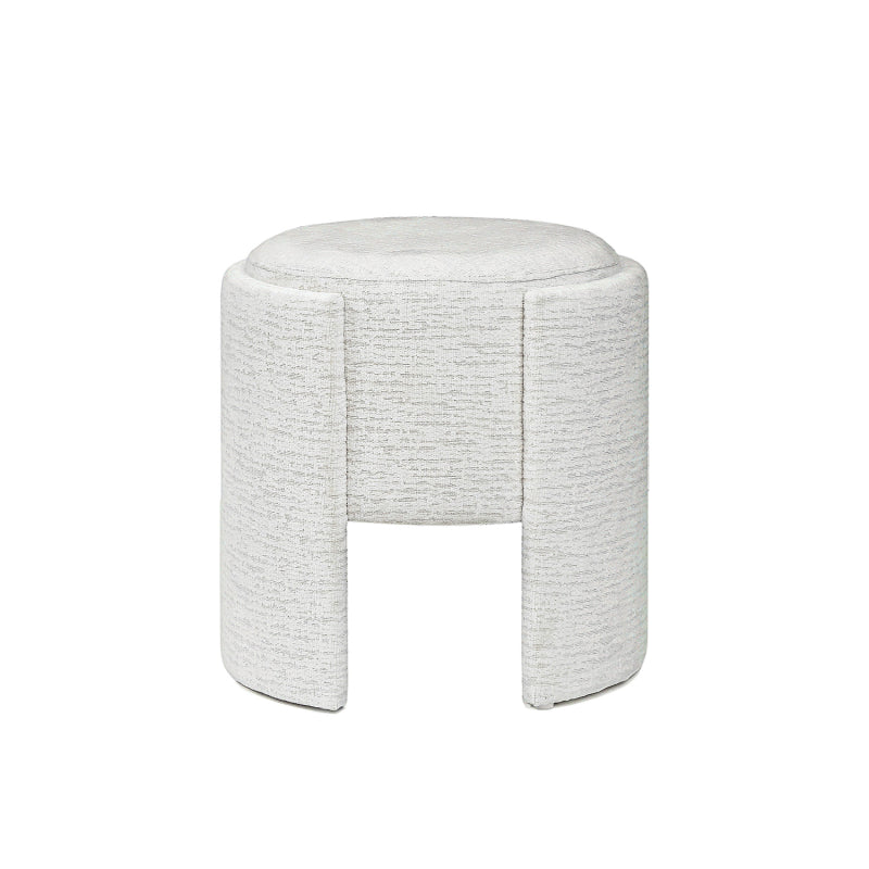 43cm Ivory Chenille Round Stool