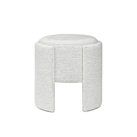 43cm Ivory Chenille Round Stool