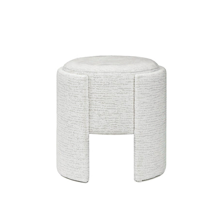 43cm Ivory Chenille Round Stool