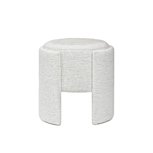 43cm Ivory Chenille Round Stool