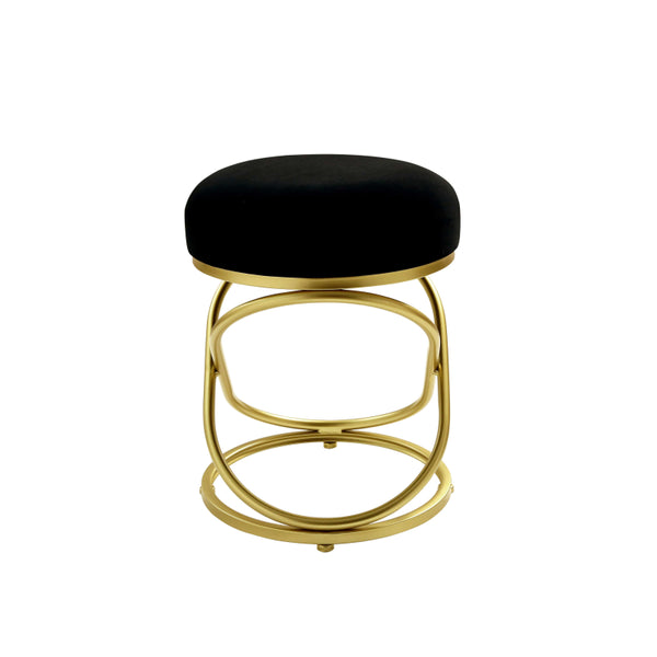 46cm Black Velvet Rizzo Stool with Gold Legs