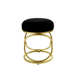46cm Black Velvet Rizzo Stool with Gold Legs