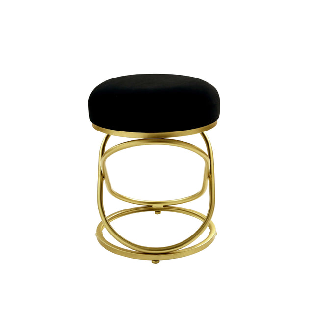 46cm Black Velvet Rizzo Stool with Gold Legs