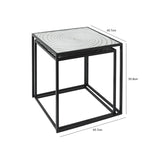 Set of 2 Black Metal Nesting Tables with White Spiral Top