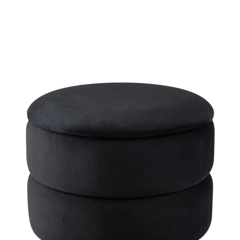 Black Round Storage Stool Gold Base