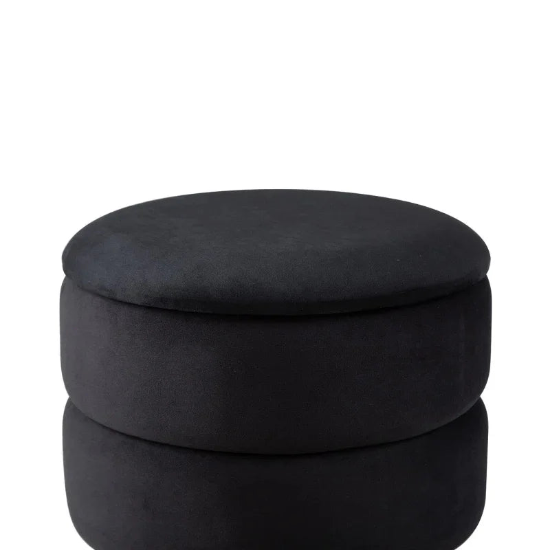 Black Round Storage Stool Gold Base