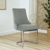 Casas Grey Velvet Dining Chair with Chrome Legs