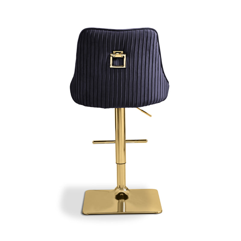 Eris Black Velvet Bar Stool with Gold Legs