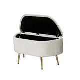 48cm Beige Velvet Storage Bench in Gold Legs