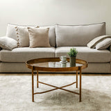 40cm Antique Gold and Mirror Top Coffee Table