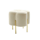 45cm Cream Velvet Clover Ottoman with Gold Legs