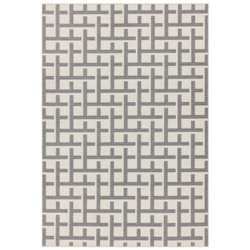Antibes An03 White/Grey Grid Rug