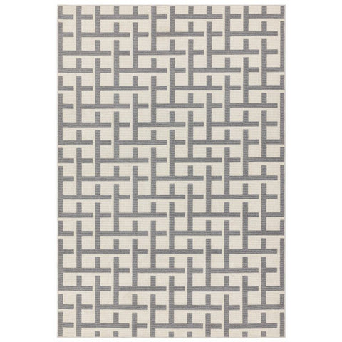 Antibes An03 White/Grey Grid Rug