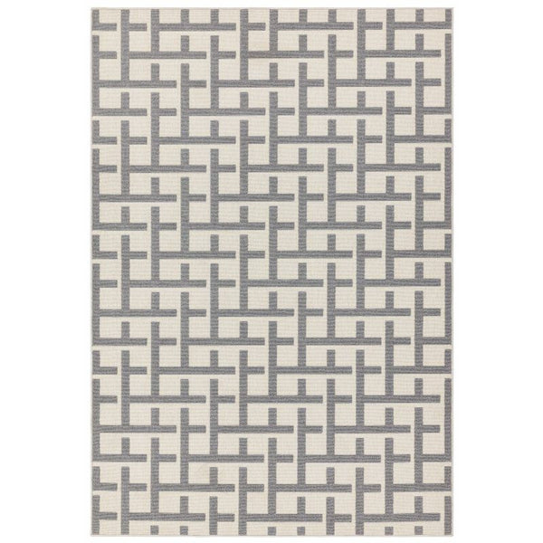 Antibes An03 White/Grey Grid Rug