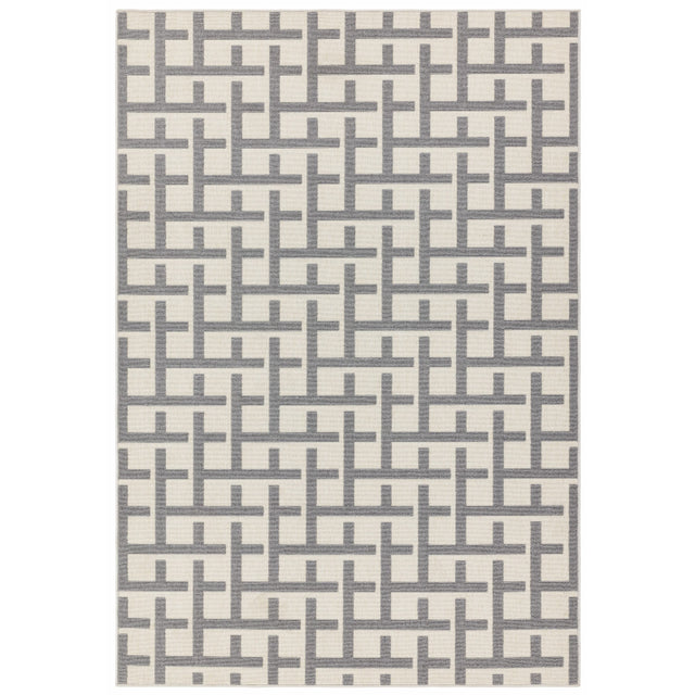 Antibes AN03 White/Grey Grid Rug - Image 1