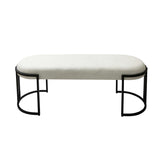 120cm White Boucle Bench with Black Legs