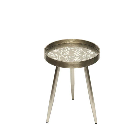 Set of 2 Champagne Nesting Table with Leaves Design