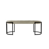 120cm White Boucle Bench with Black Legs