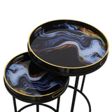 Set of 2 Olin Nesting Tables Black Blue and Yellow