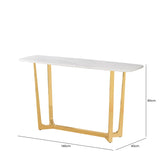 Meghan Gold Metal Console Table with White Faux Marble Top