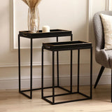 Set of 2 Black and Gold Nesting Tables