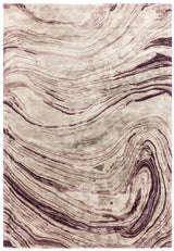 Modern area rug with marbled beige and mauve swirl pattern, rectangular shape