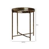 59cm Antique Gold and Mirror Top End Table