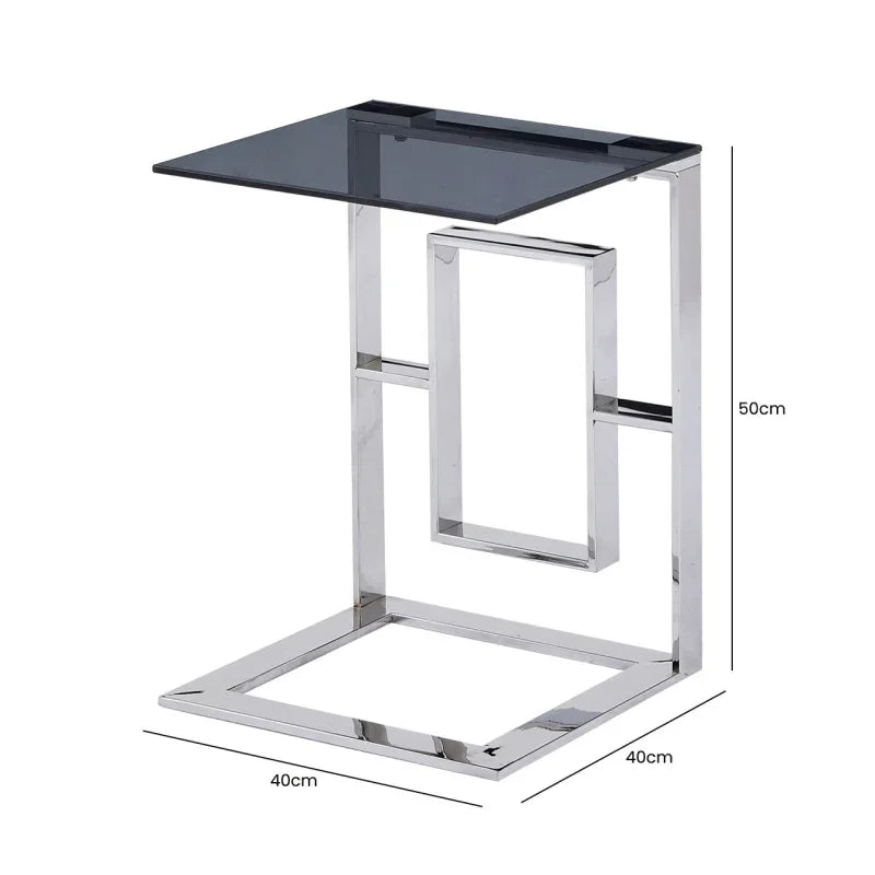 Apex Stainless Steel Console Table with Smoked Glass Top