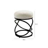 46cm White Boucle Rizzo Stool with Black Legs