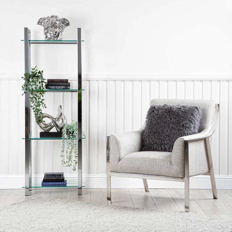 Harry 160cm Chrome & Clear Glass 4-Tier Display Unit - KD