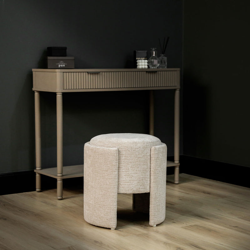43cm Taupe Chenille Round Stool